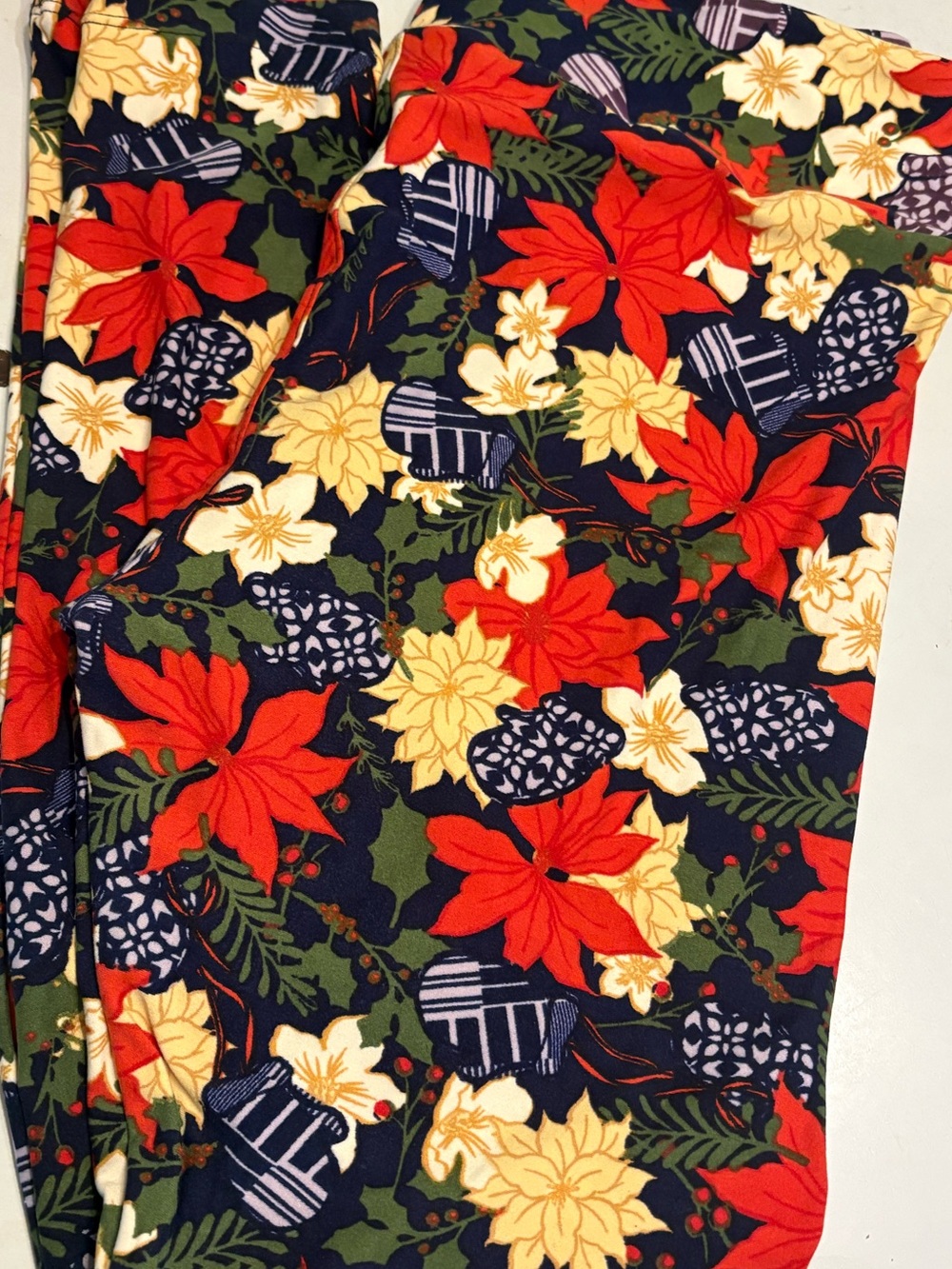 TC Yellow and Red Poinsettia LuLaRoe Leggings